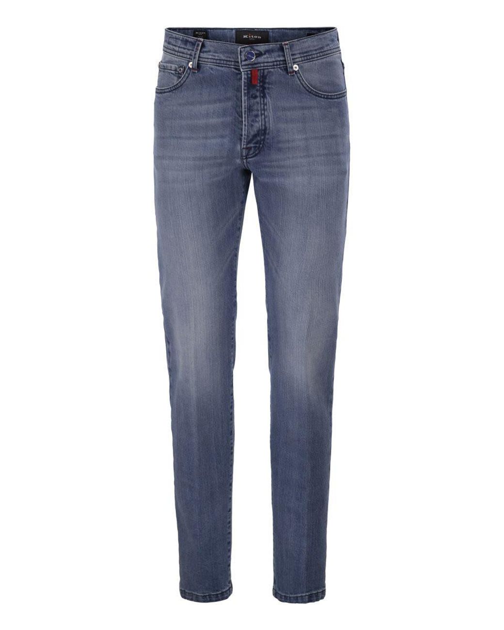 Kiton Blue Five-Pocket Stretch Denim Jeans for men