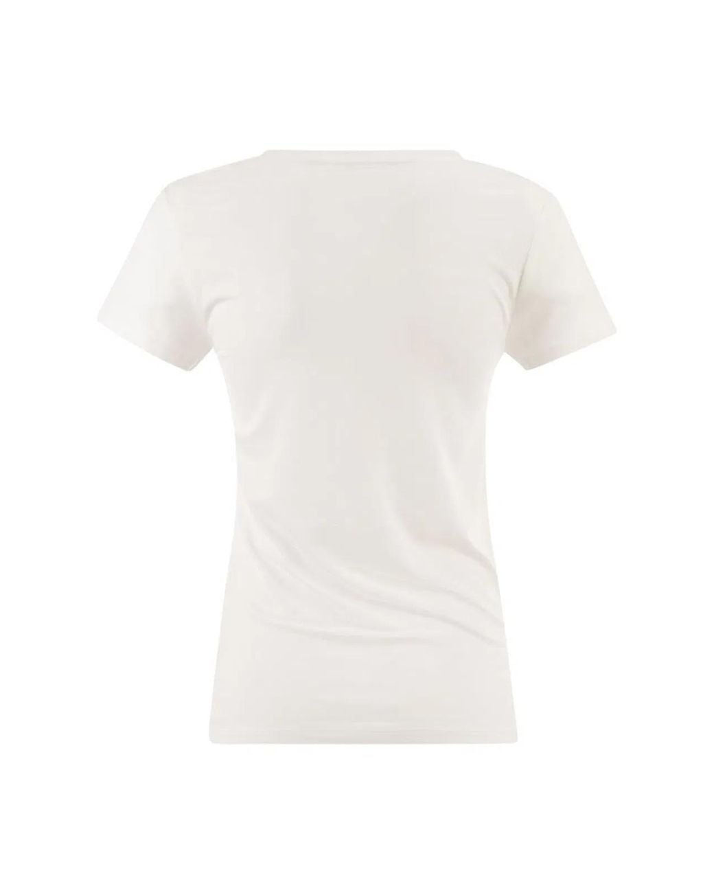 Majestic White Stretch Viscose T-Shirt With V-Neck