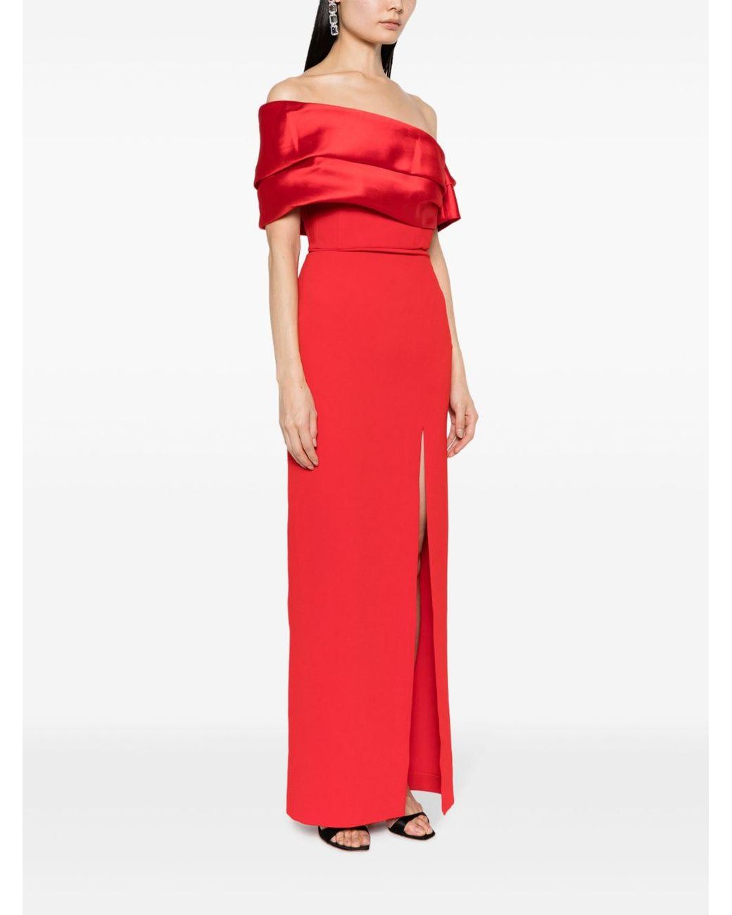 Solace London Alexis Off-the-shoulder Gown in Red | Lyst
