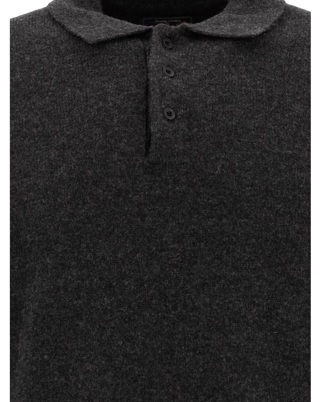 Beams Plus Black Wool Polo Shirt for men