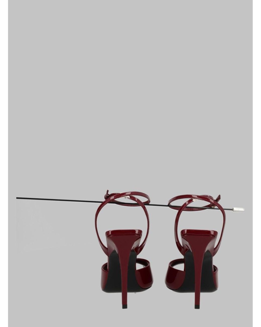 Saint Laurent Red Patent Leather Ankle-Strap Heeled Sandals