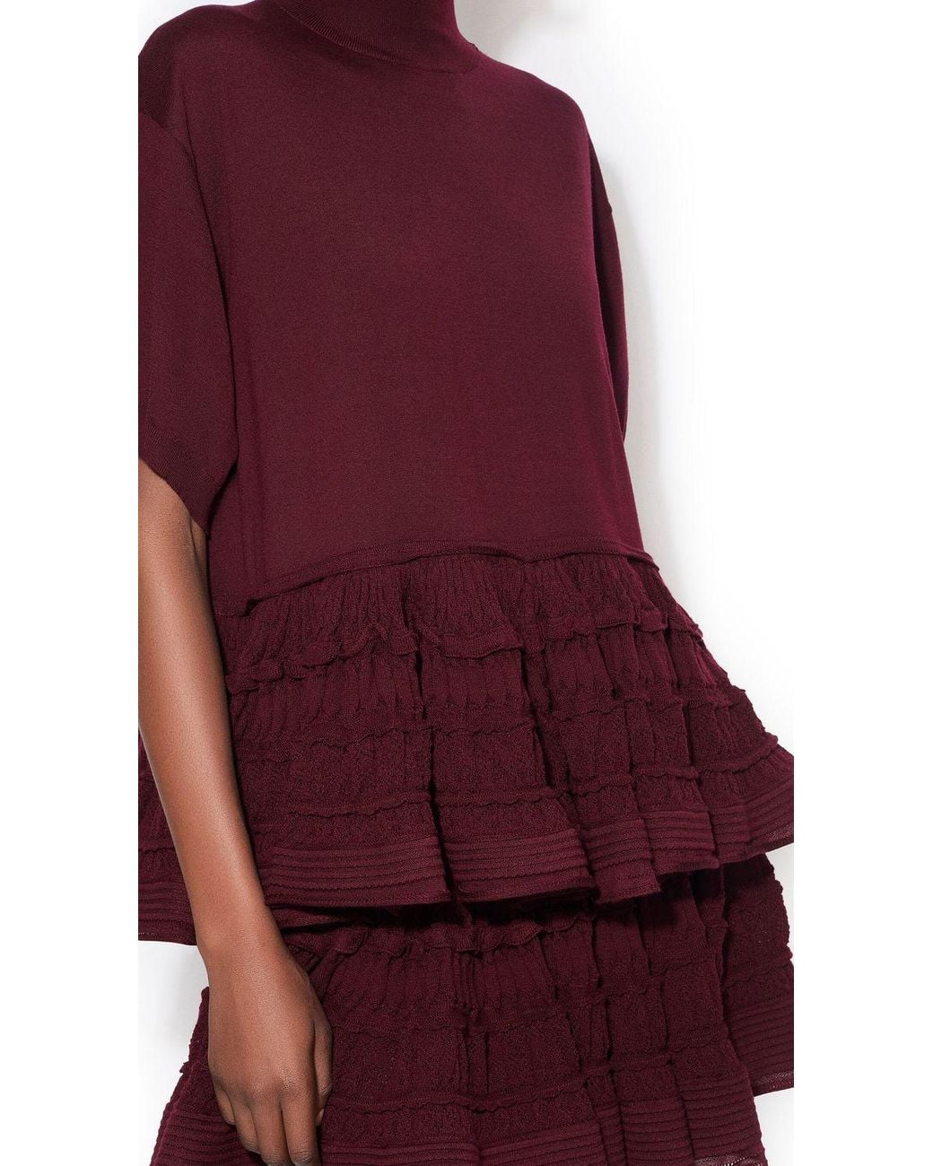 Alaïa Red Alaia Wool Crinoline Ruffle Mini Skirt