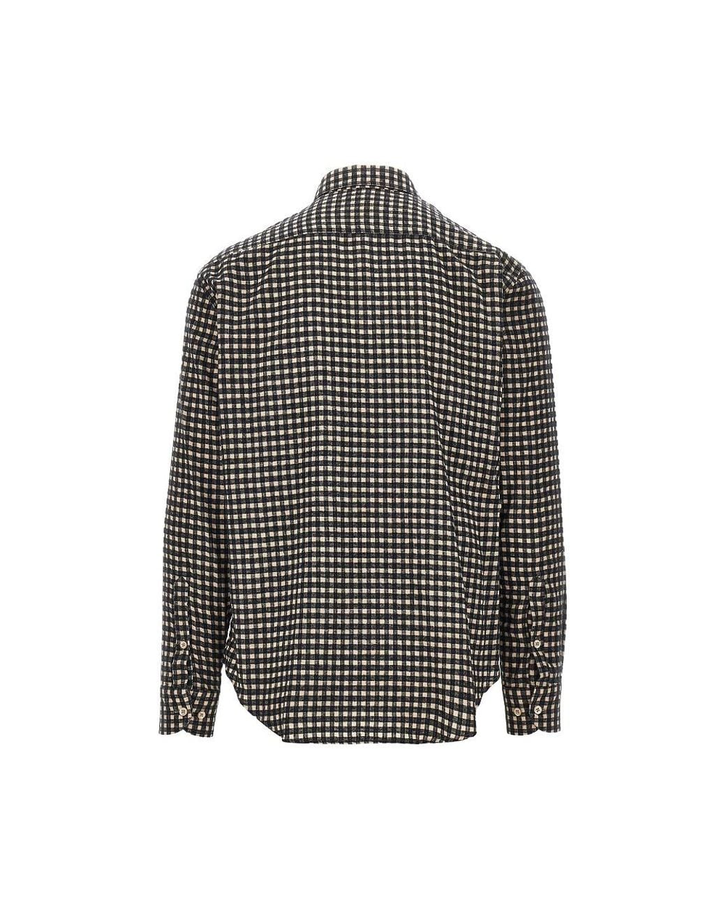 Emporio Armani Gray Flannel Shirt With Check Motif for men