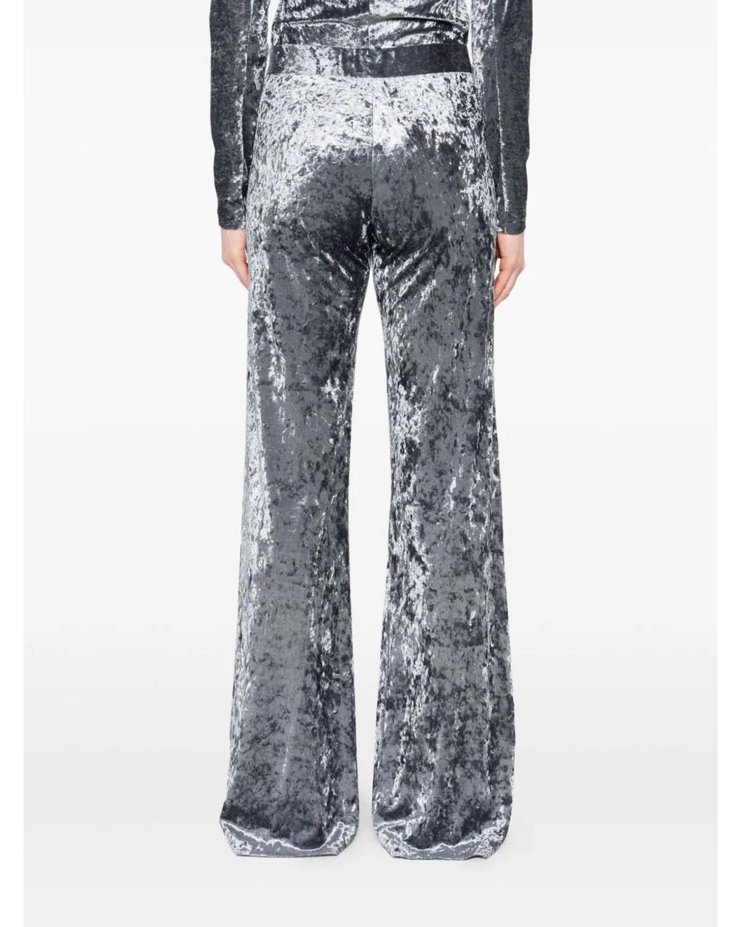 Forte_forte Gray Velvet High-Waisted Trousers