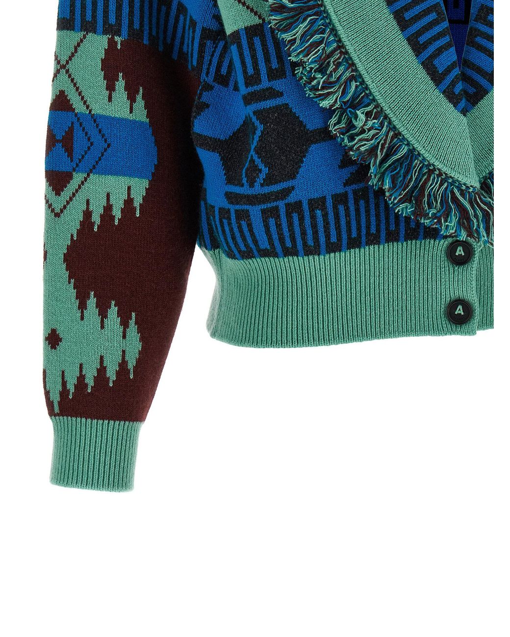 Alanui Blue Virgin Wool Cardigan Clothing