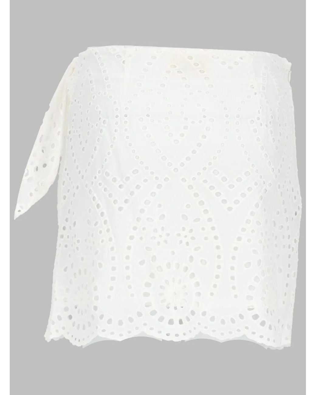 Mc2 Saint Barth White Embroidered Mini Skirt