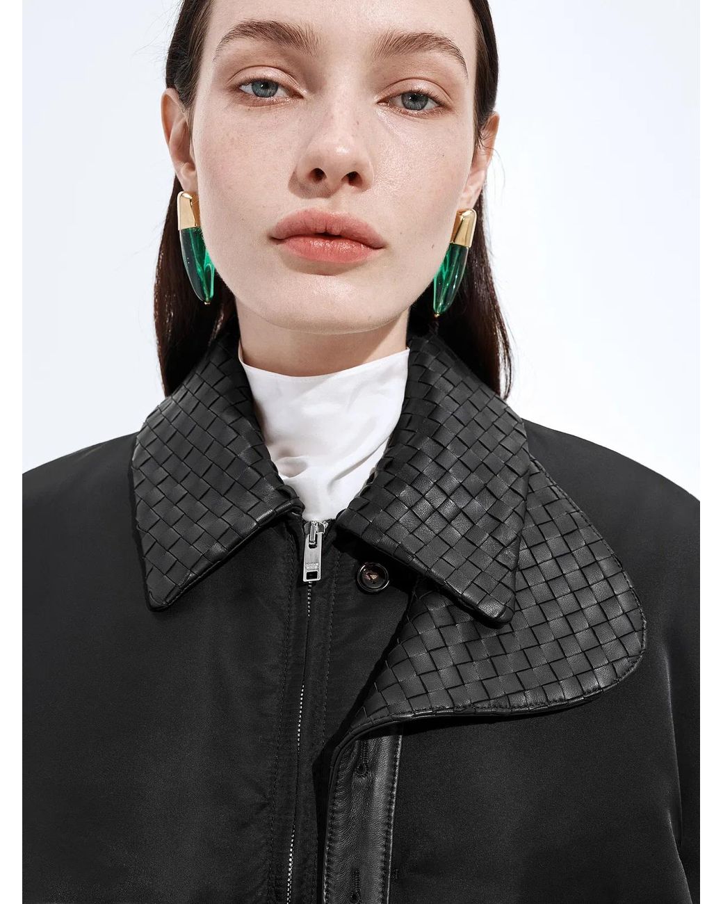Bottega Veneta Black Padded Nylon Bomber Jacket