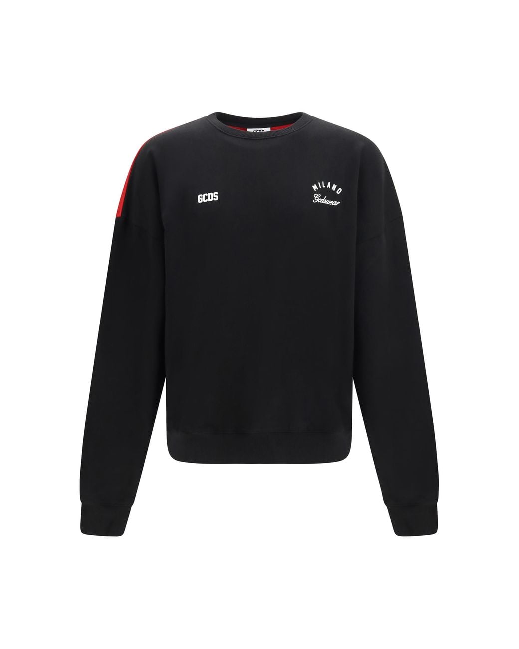 Gcds Black Crewneck Sweatshirt With Back Logo for men