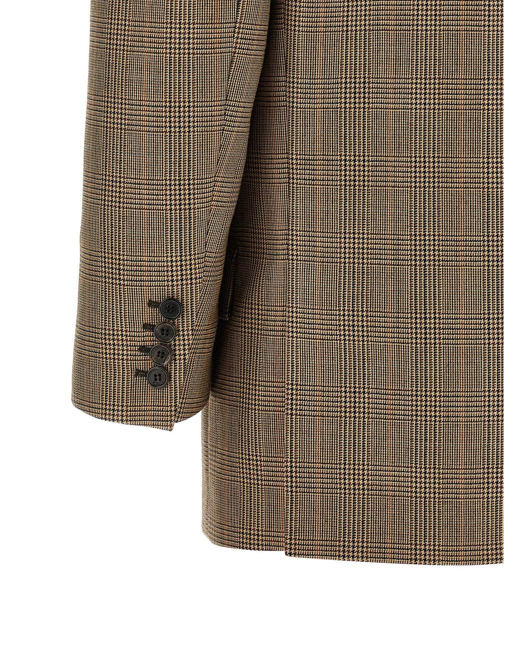 Saint Laurent Green Prince Of Wales Houndstooth Blazer
