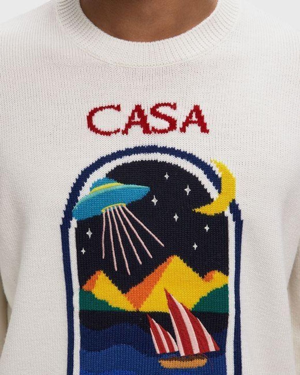 Casablanca White Graphic Jacquard Wool Sweater For for men