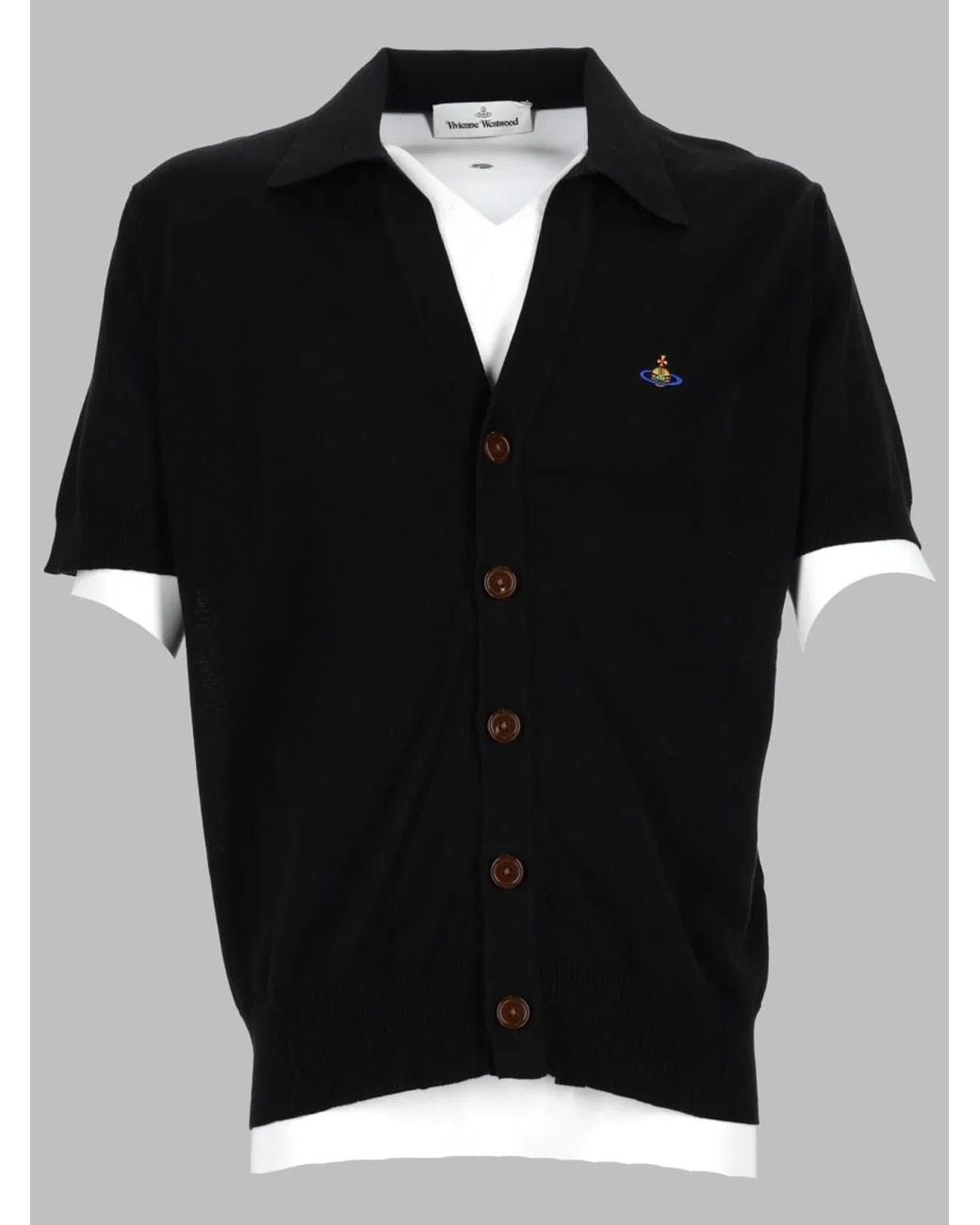Vivienne Westwood Black Neutrals Slim Fit Cardigan Polo Shirt for men