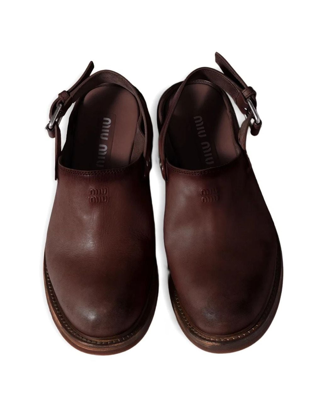 Miu Miu Brown Buckle Mules