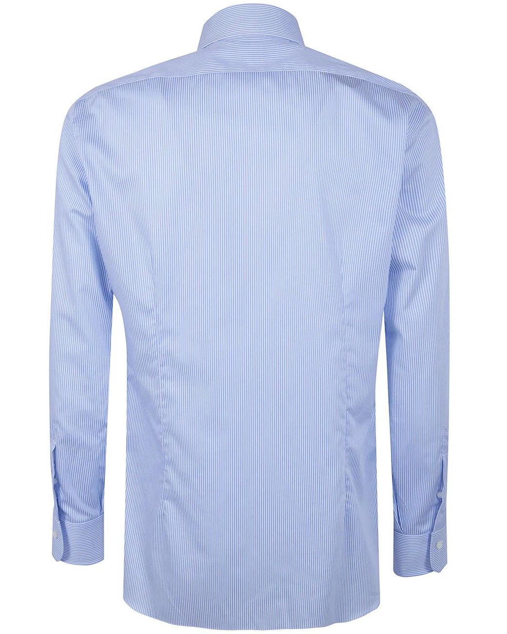 Barba Napoli Blue Classic Cotton Twill "Stright Bacchetta" Shirt for men