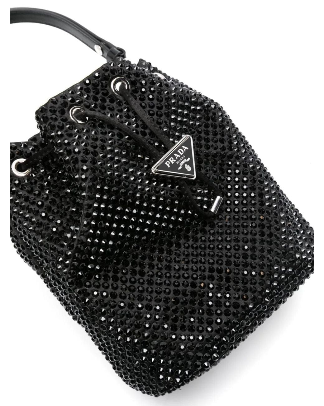 Prada Black Satin Crystal Embellished Bag