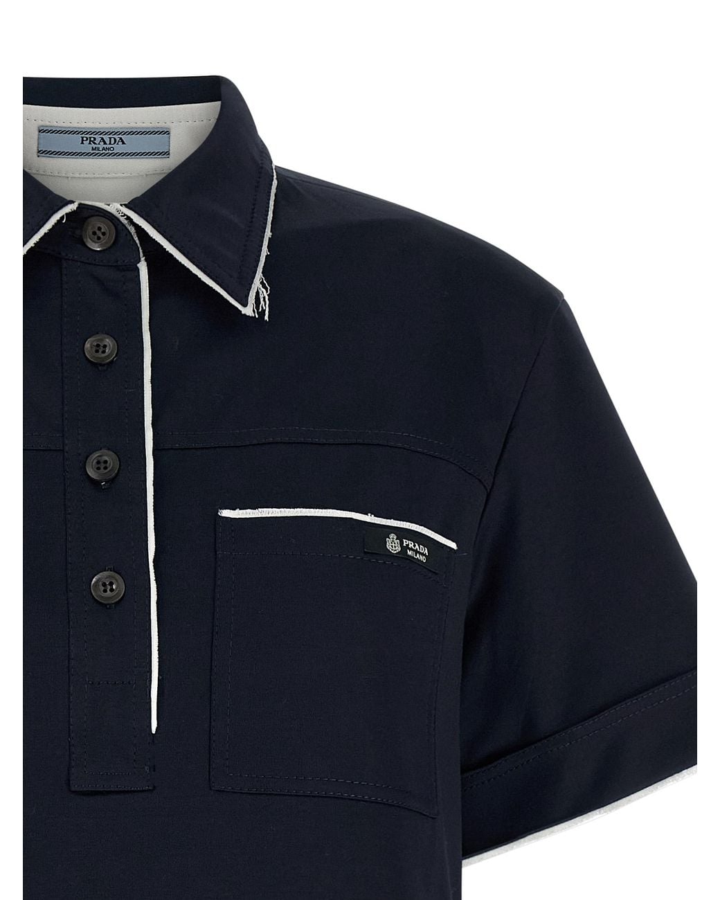 Prada Blue Double-Layer Polo Shirt
