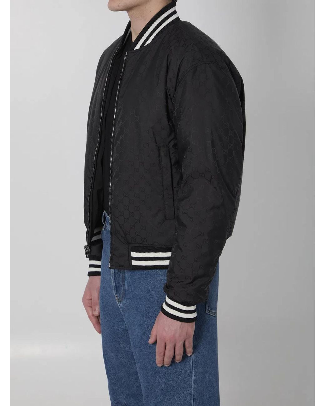 Gucci Black Reversible Nylon Twill Zip Jacket for men
