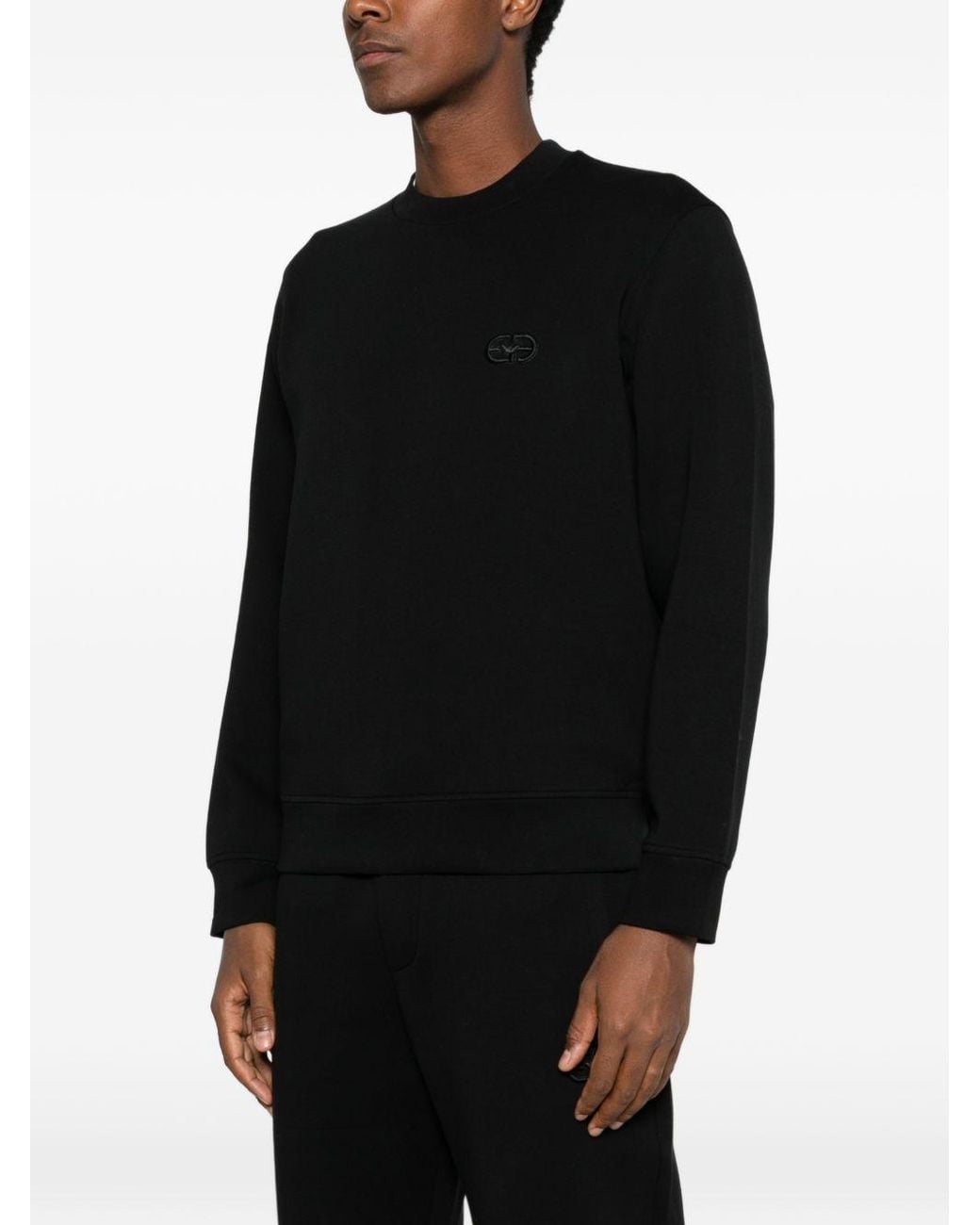 Emporio Armani Black Logo Cotton Sweatshirt for men