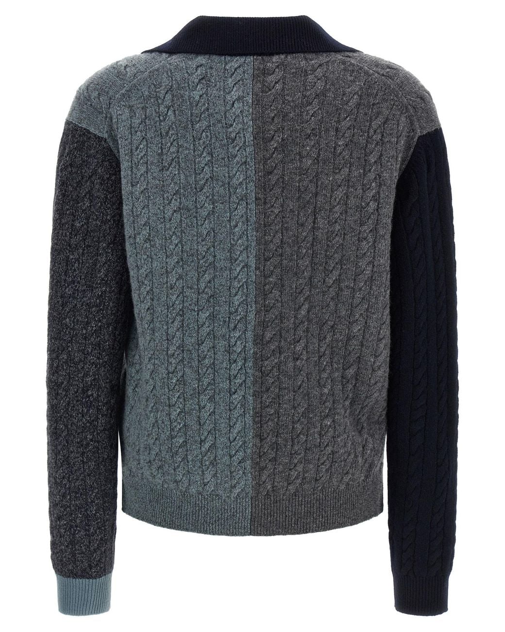 Ferragamo Black Color Block Braid Sweater