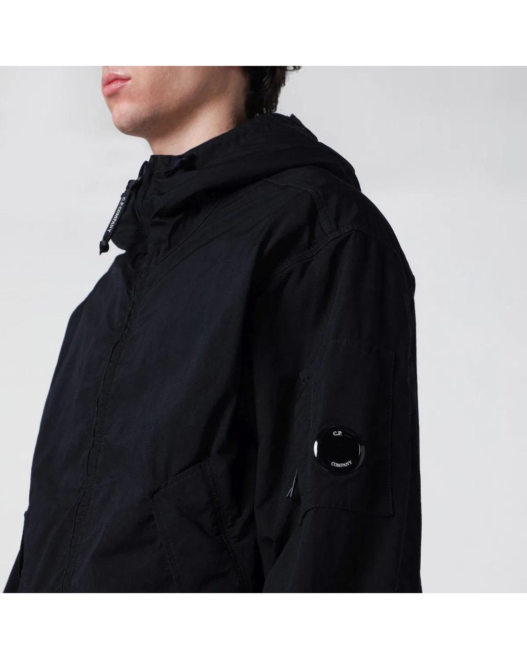 C P Company Black C.P.Company Flatt Nylon Hooded Jacket Total Eclipse for men