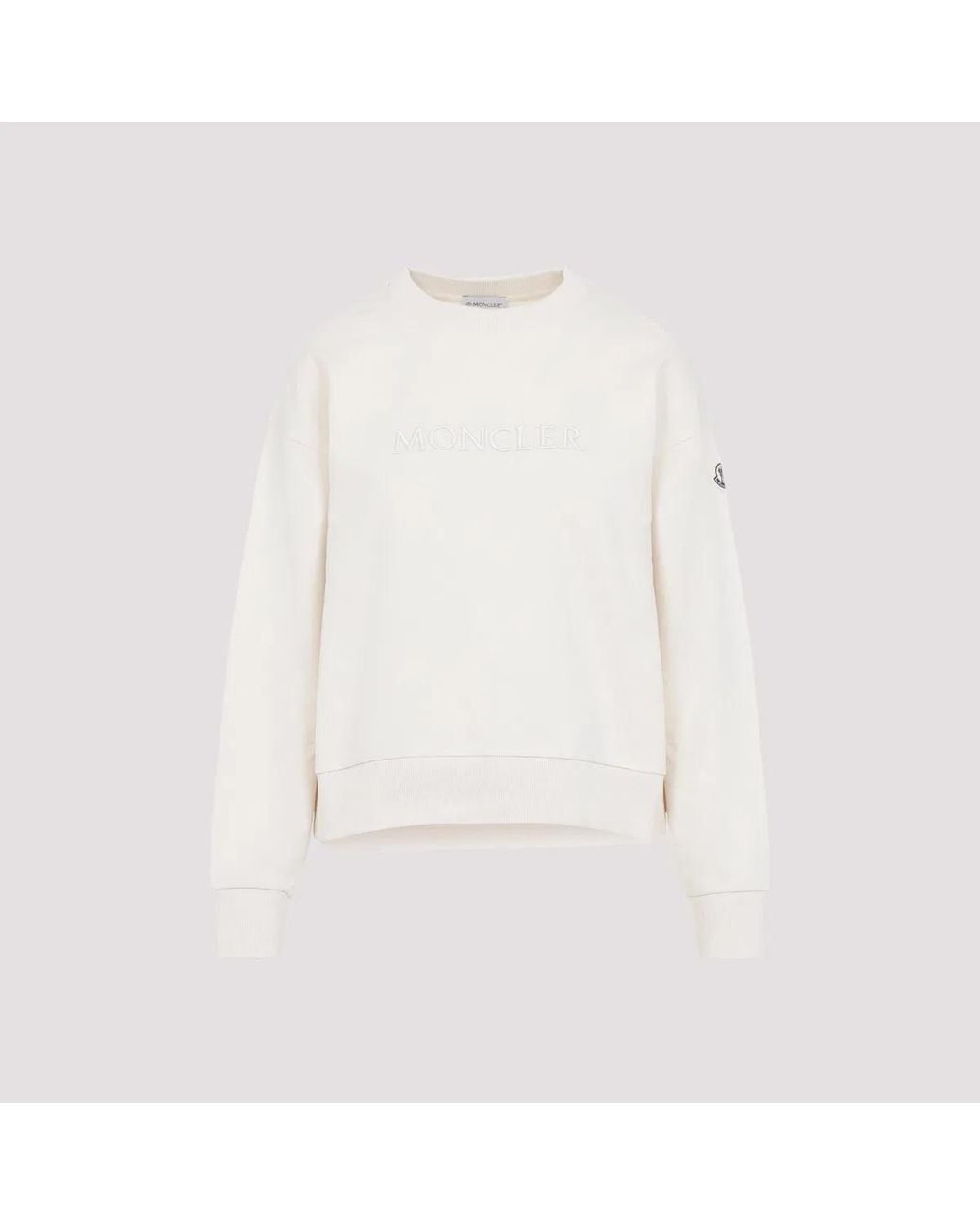 Moncler White Hoodie With Embroidered Logo