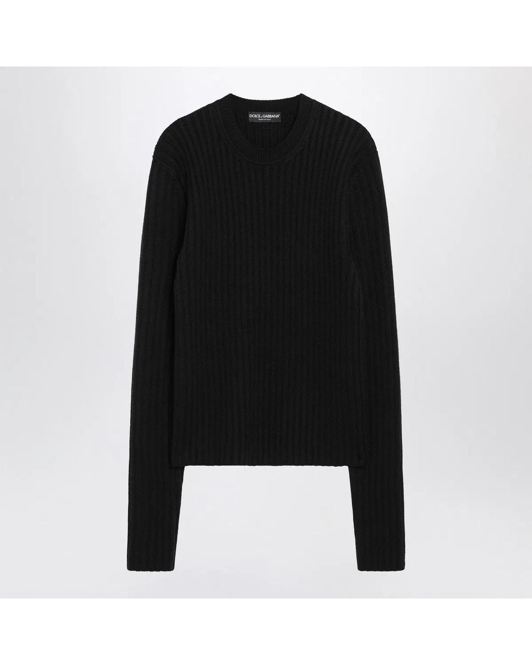 Dolce & Gabbana Black Dolce & Gabbana Ribbed Wool Sweater for men