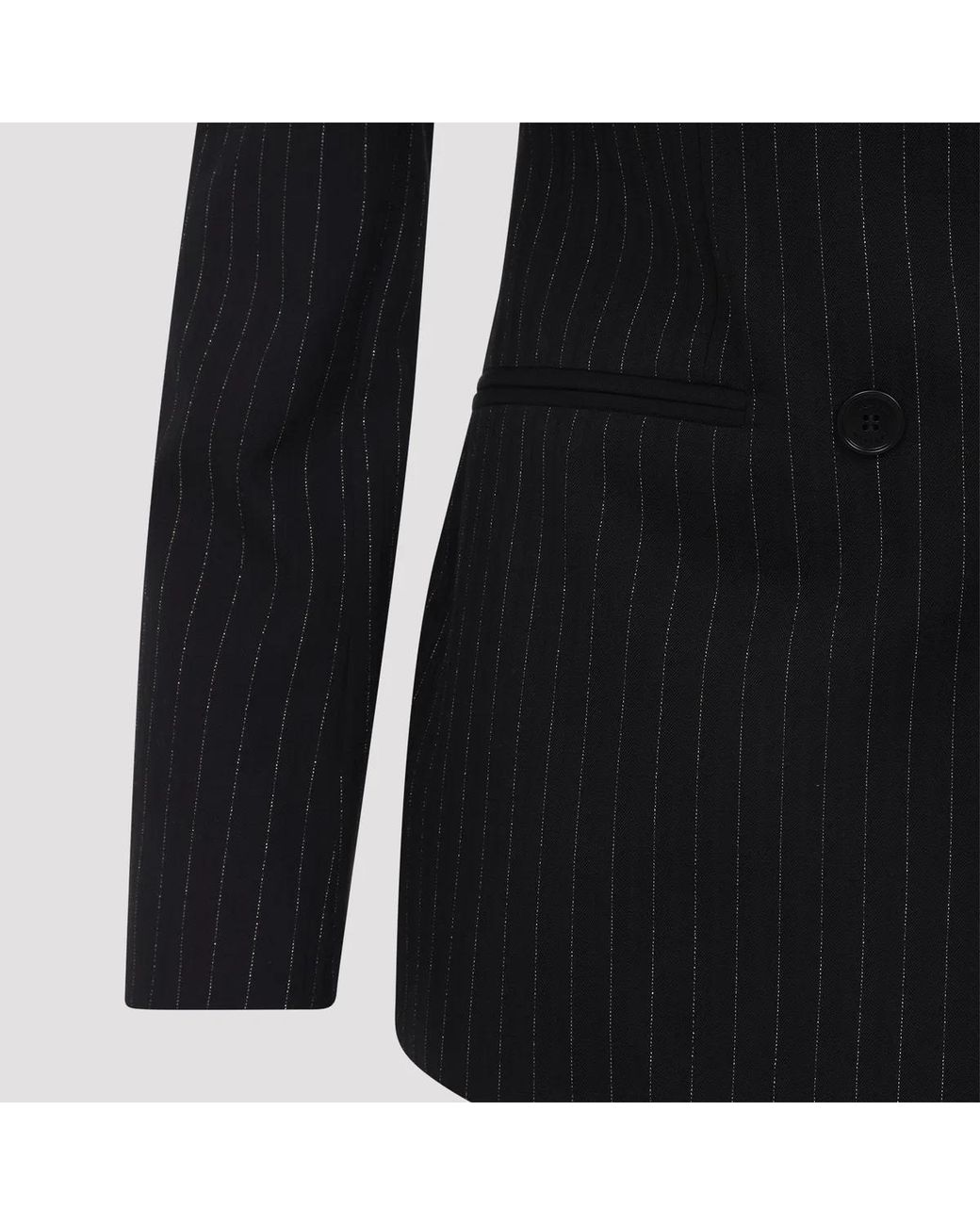 McQueen Black Pinstripe Lurex Wool Jacket