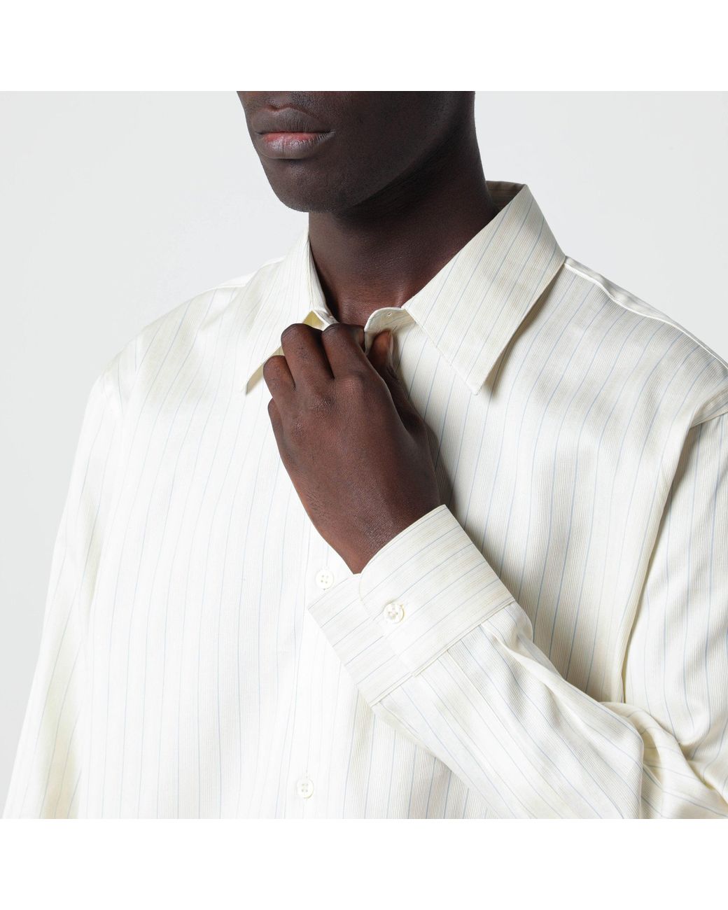 Studio Nicholson White View Pinstripe Shirt for men