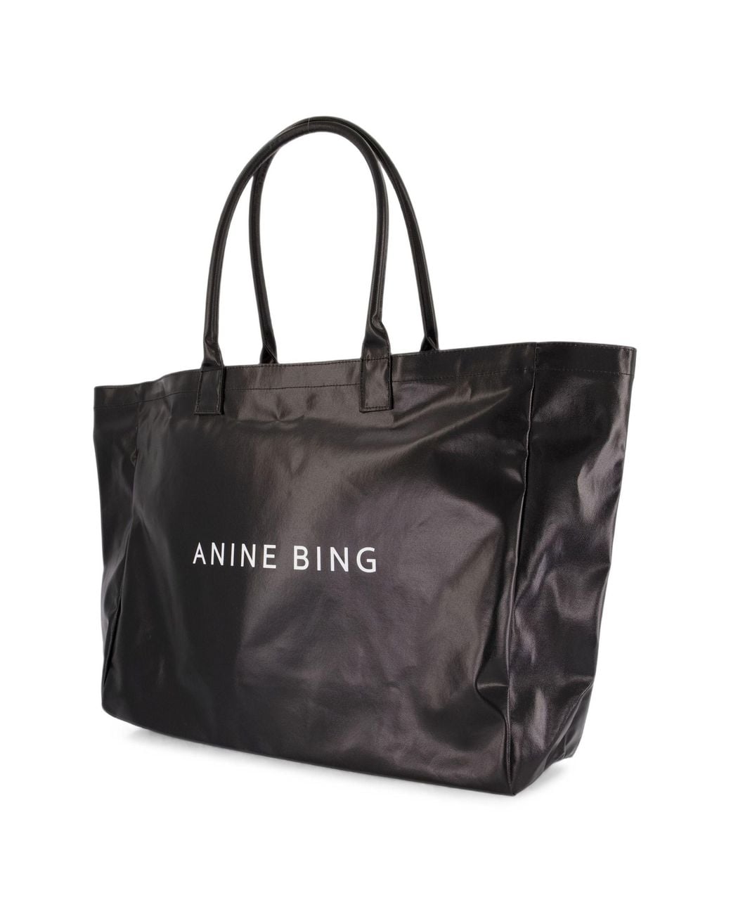 Anine Bing Black Leo Coated Canvas Tote