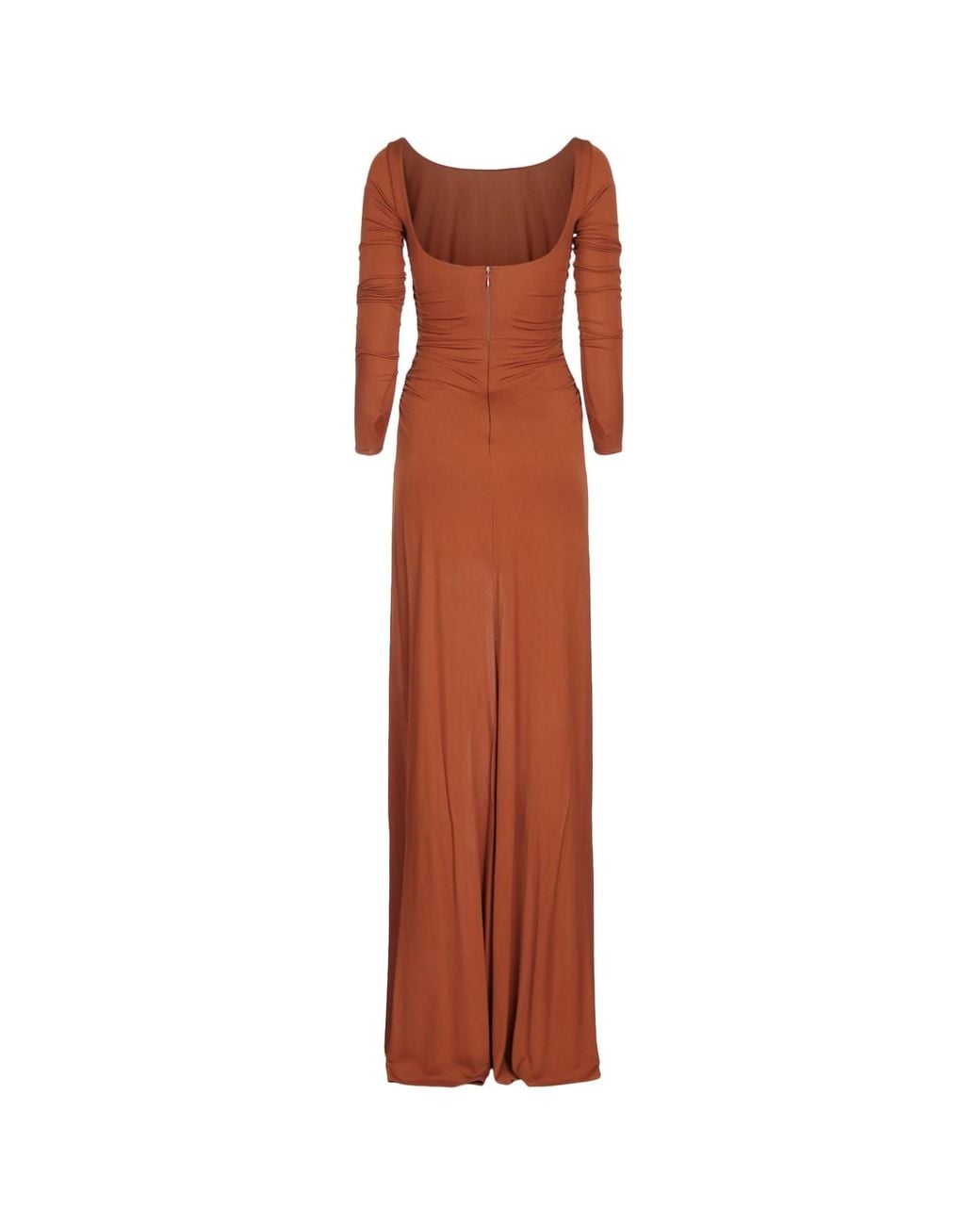 Elisabetta Franchi Brown Abito Corto Davanti Lungo Dietro