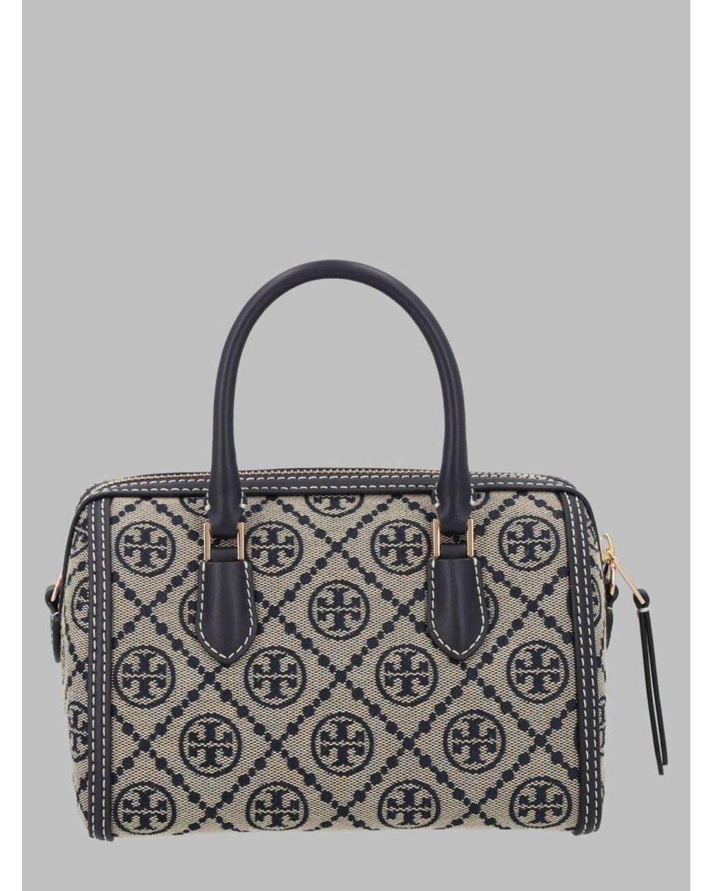 Tory Burch Gray Shoulder Bag T Monogram Petite Cotton Polyester