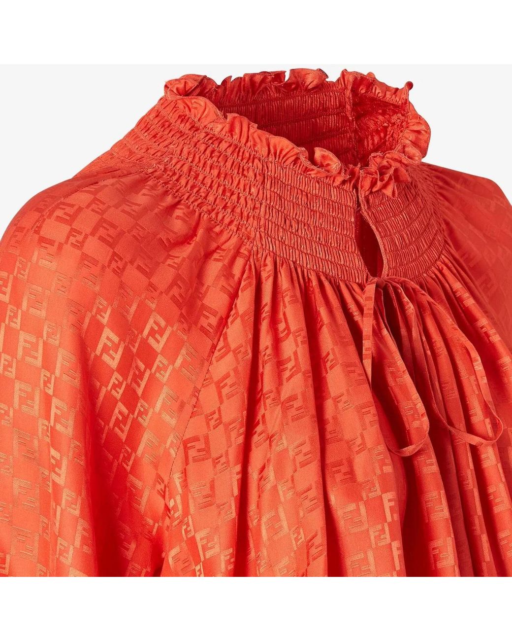 Fendi Red Silk Jacquard Dress