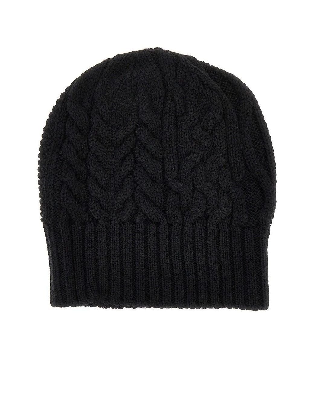 Emporio Armani Black Knitted Beanie Hat With Logo Label