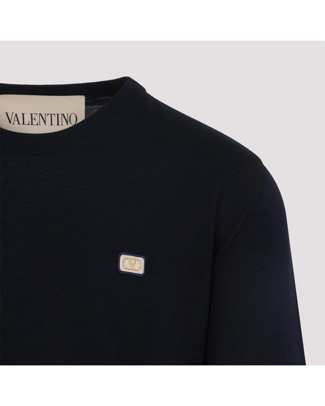 Valentino Blue Wool Crewneck Sweater for men