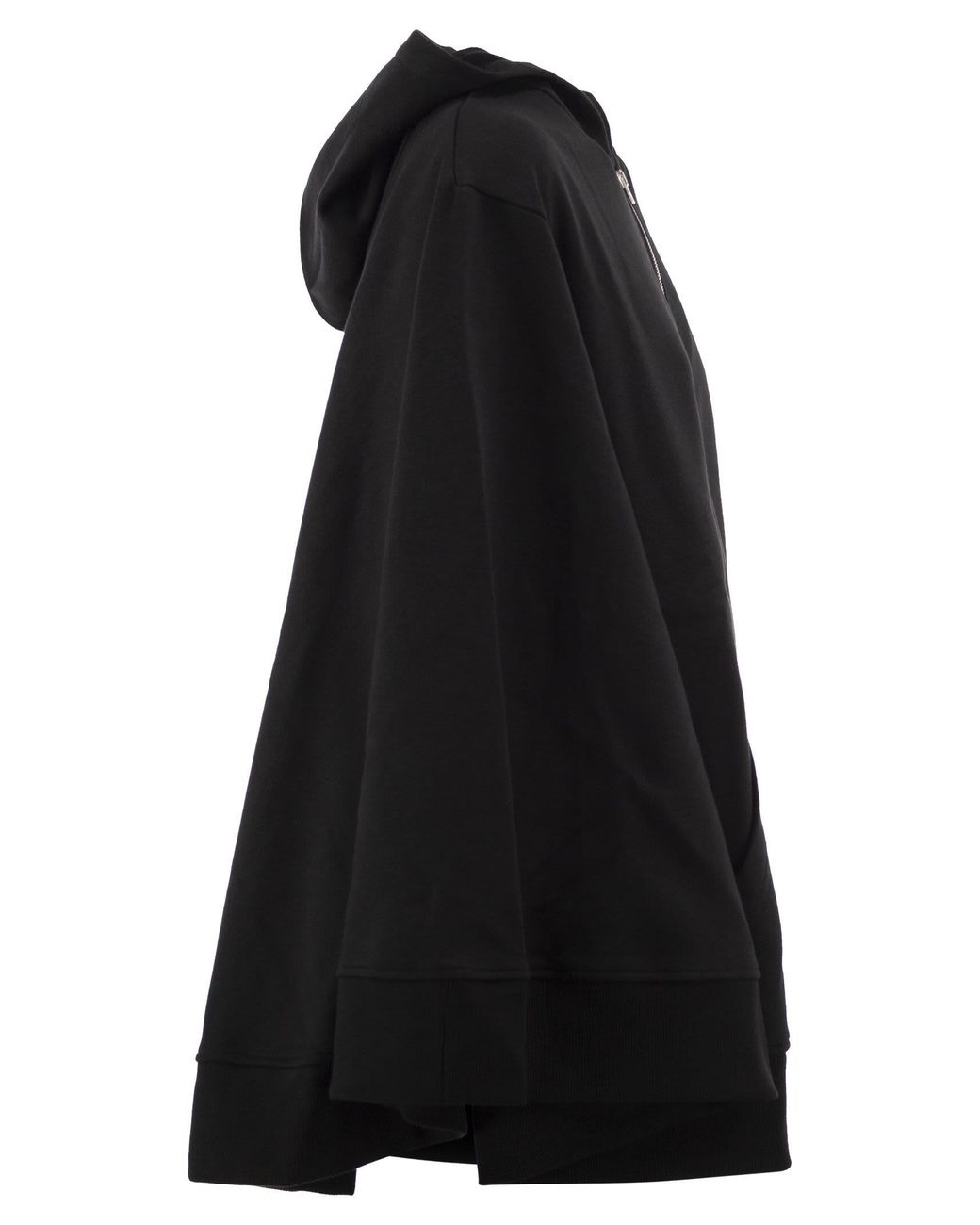7 For All Mankind Black Oversized Cotton Zip-Up Hoodie