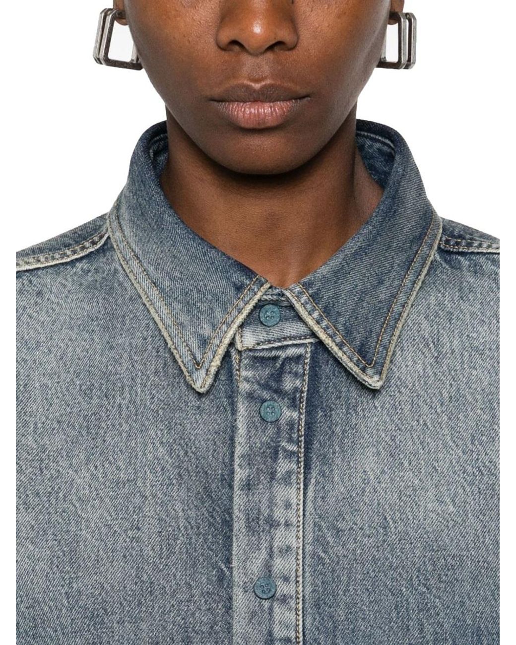 Balenciaga Blue Oversized Denim Button-Up Shirt