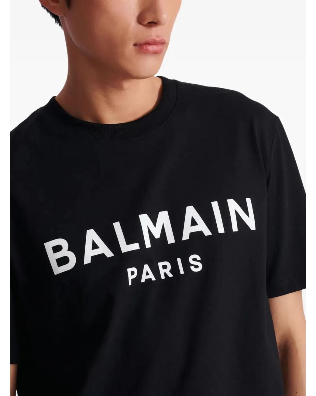 Balmain Black Paris Print T-Shirt for men