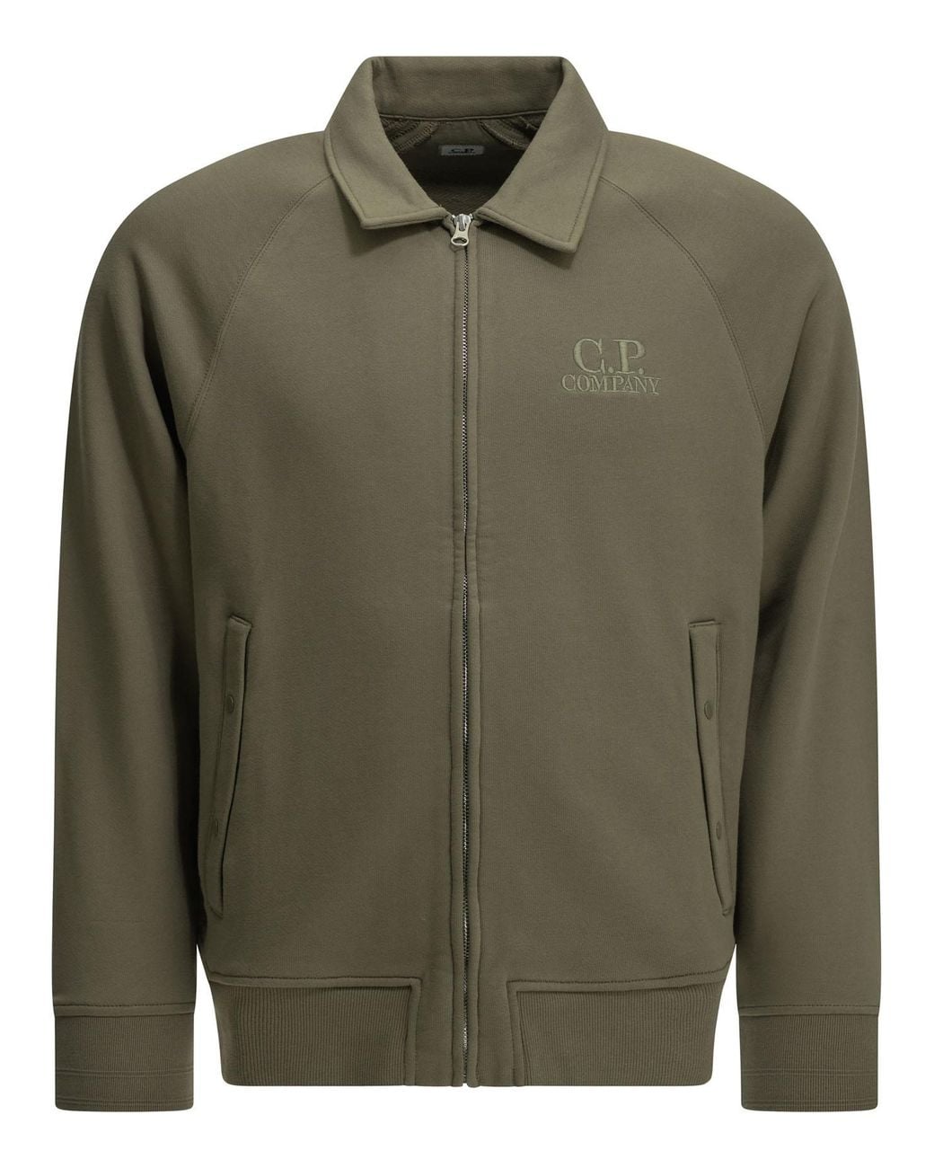 C P Company Green C.P.Company Zip-Up Sweatshirt With Logo for men