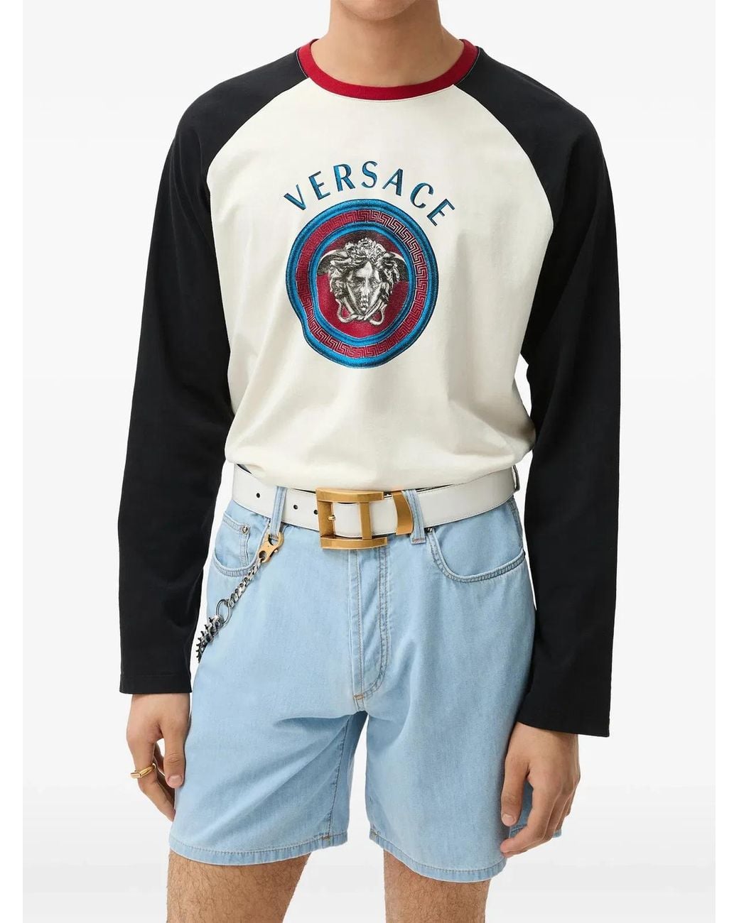 Versace Black Regular-Fit Cotton Jersey T-Shirt With Print for men