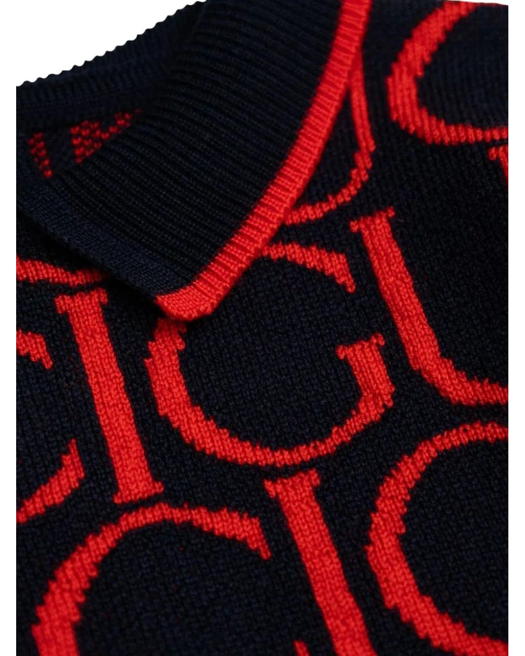 Gucci Red Logo-Jacquard Dress