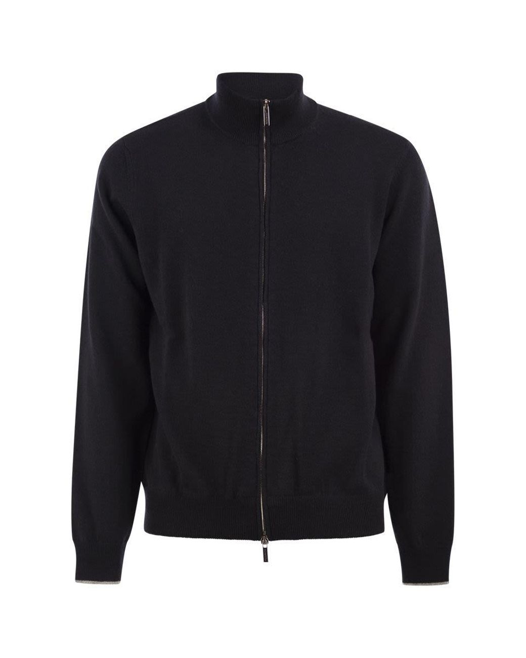 Peserico Blue Virgin Wool And Cashmere Zip Cardigan