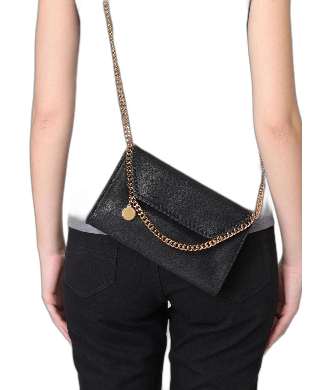 Stella McCartney Black Falabella Wallet Crossbody Chain