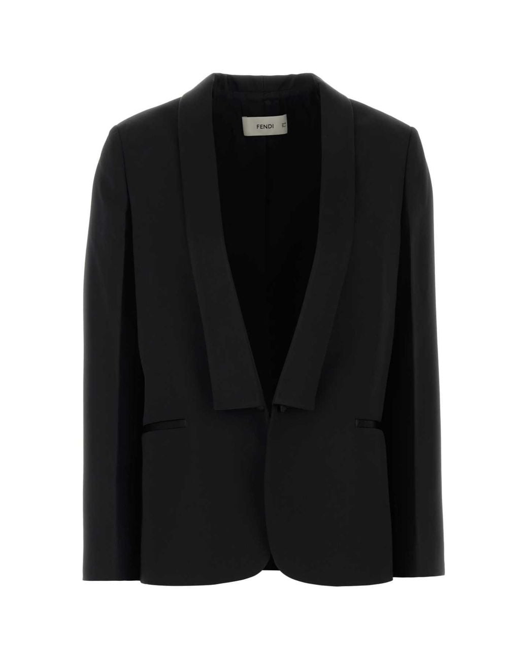 Fendi Black Wool Grain-Texture Blazer With Cupro Lining