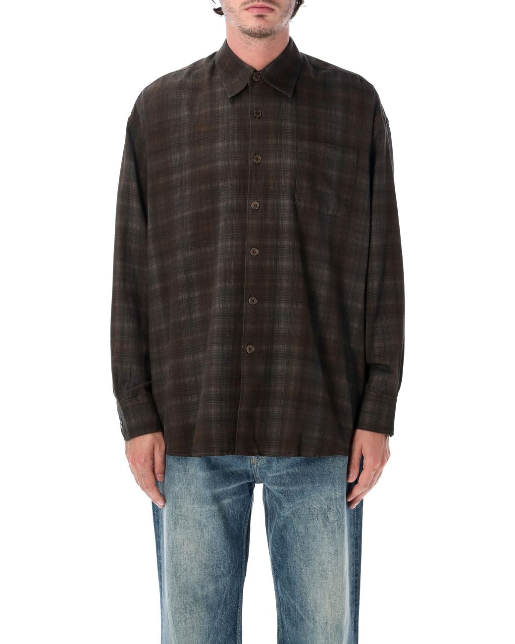 Our Legacy Black Long Sleeve Check Button-Up Shirt for men