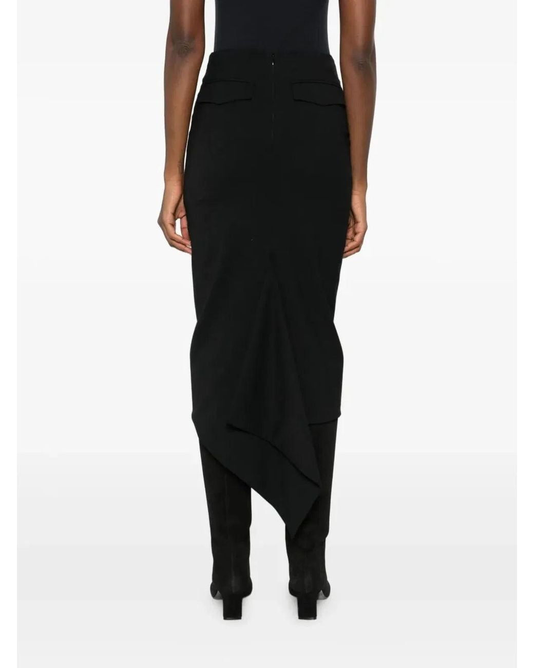 THE LATEST Black Cotton Midi Skirt