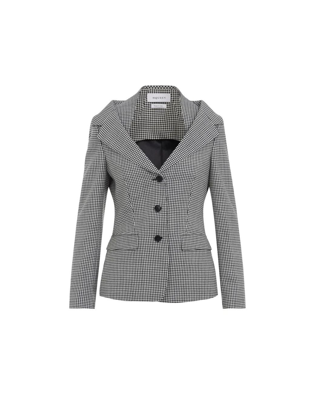 McQueen Gray Balck Ivory Off Shoulder Jacket Harness