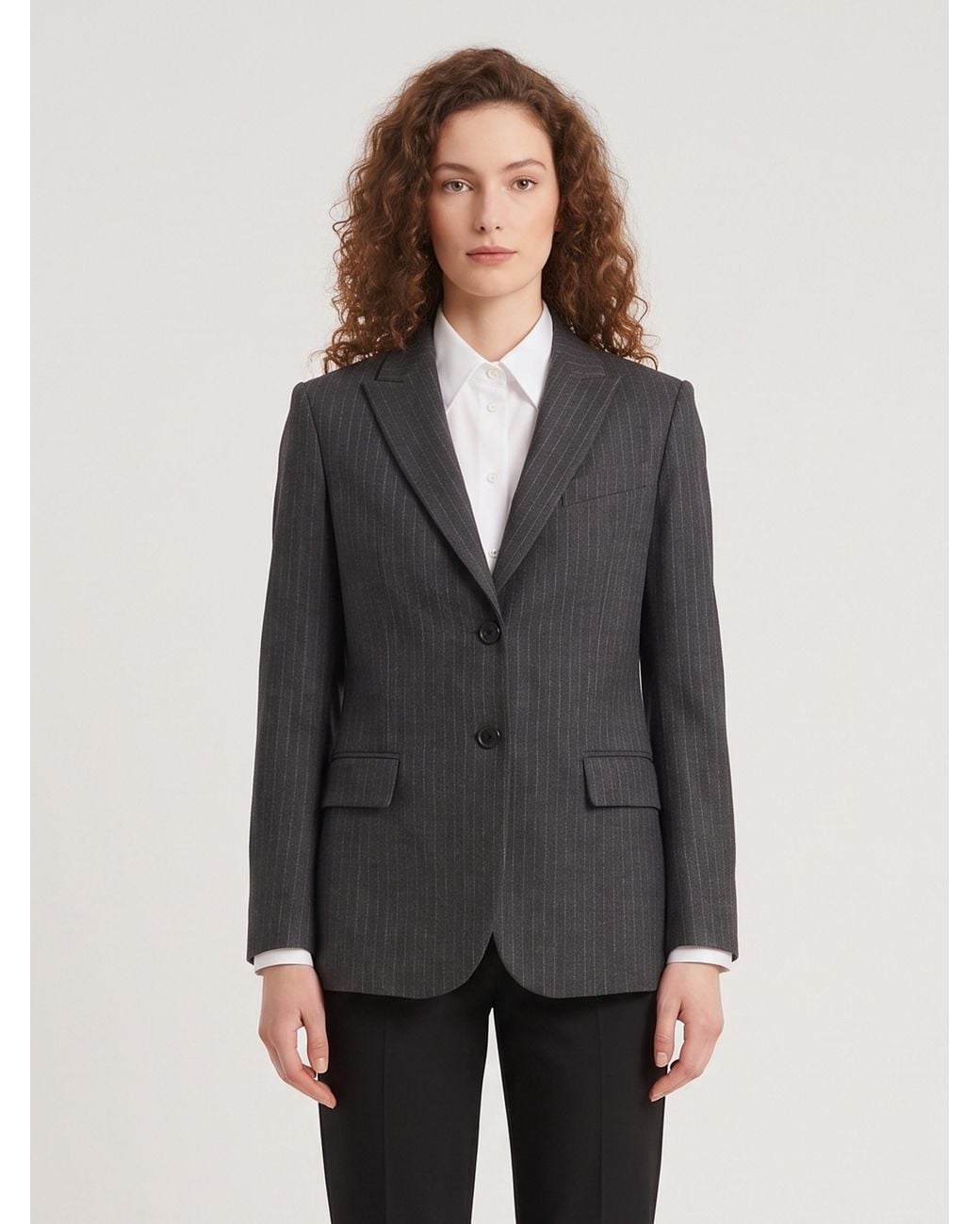 SUTTON NEW YORK Gray Pinstripe Single-Breasted Jacket