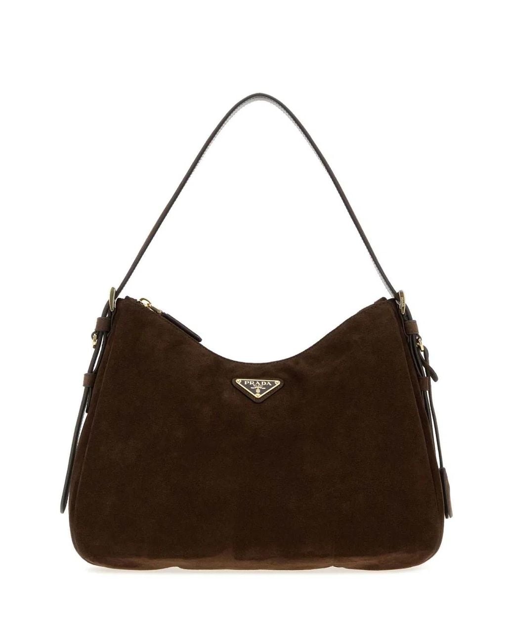 Prada Brown Dark Suede Shoulder Bag