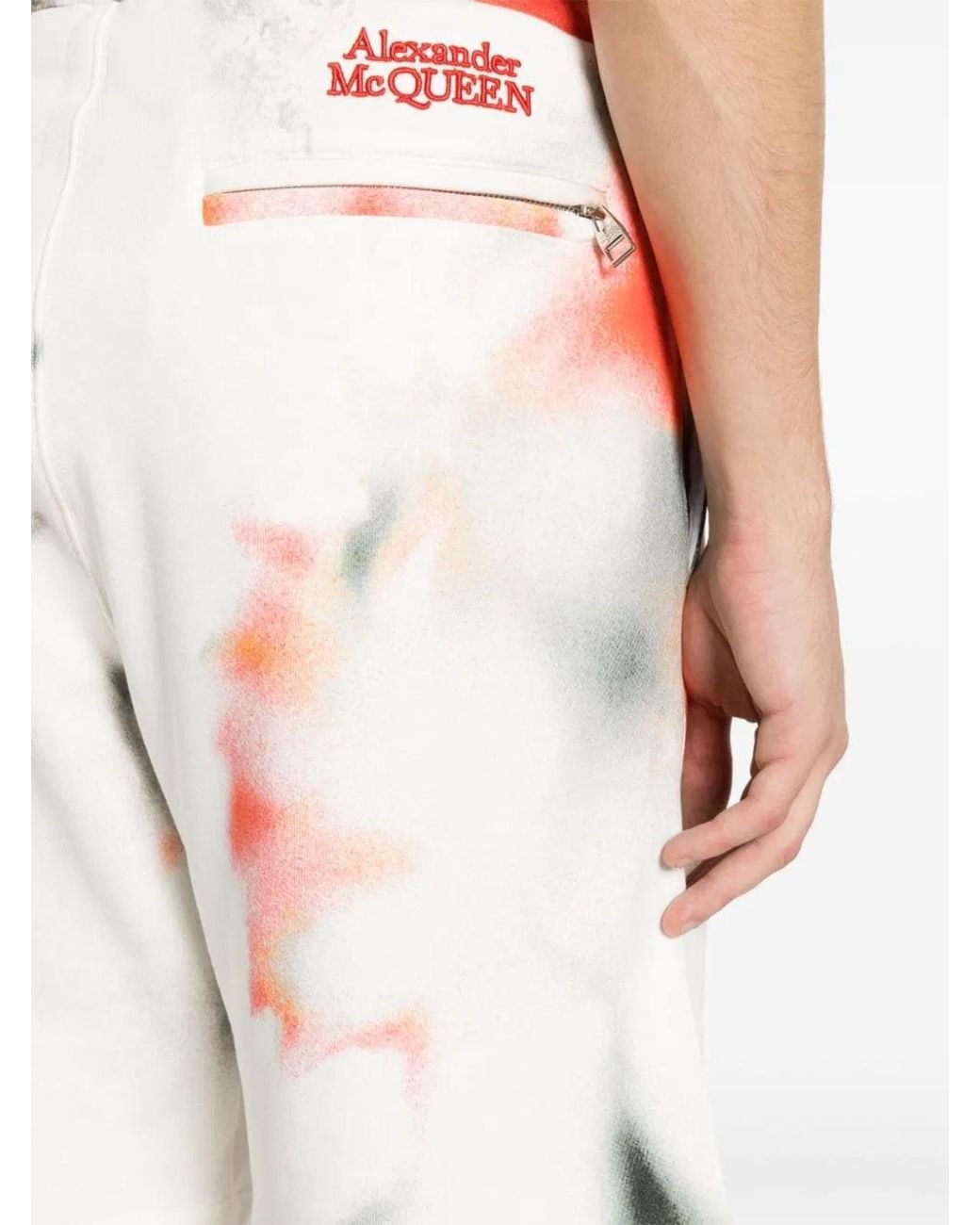 McQueen White Obscure Flower Cotton Shorts for men