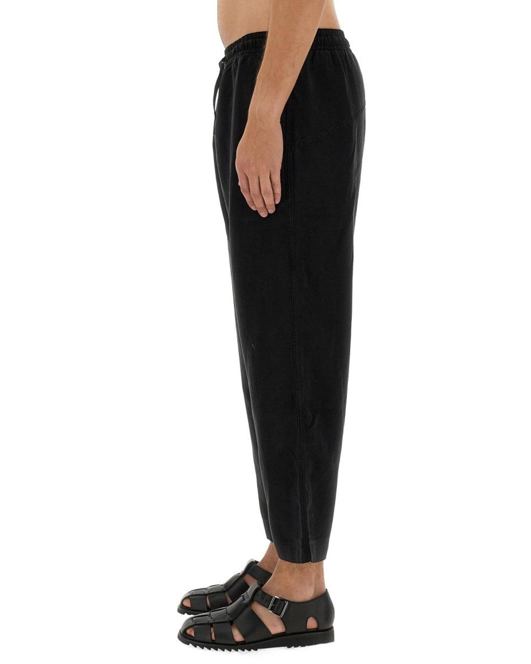 YMC Black Linen Blend Pants for men