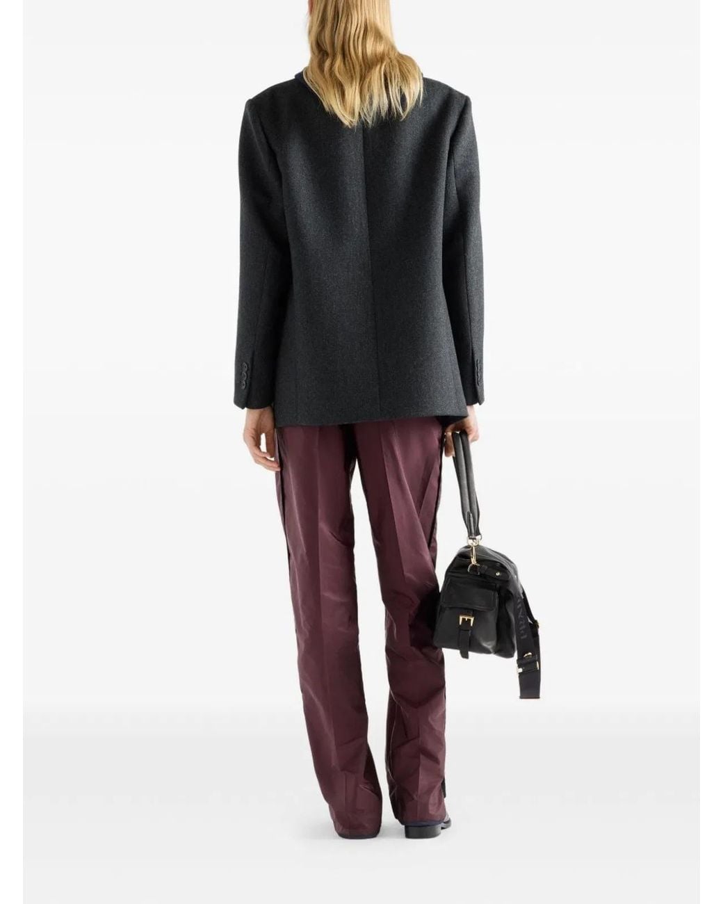 Prada Purple Bordeaux Recycled Polyamide Trousers